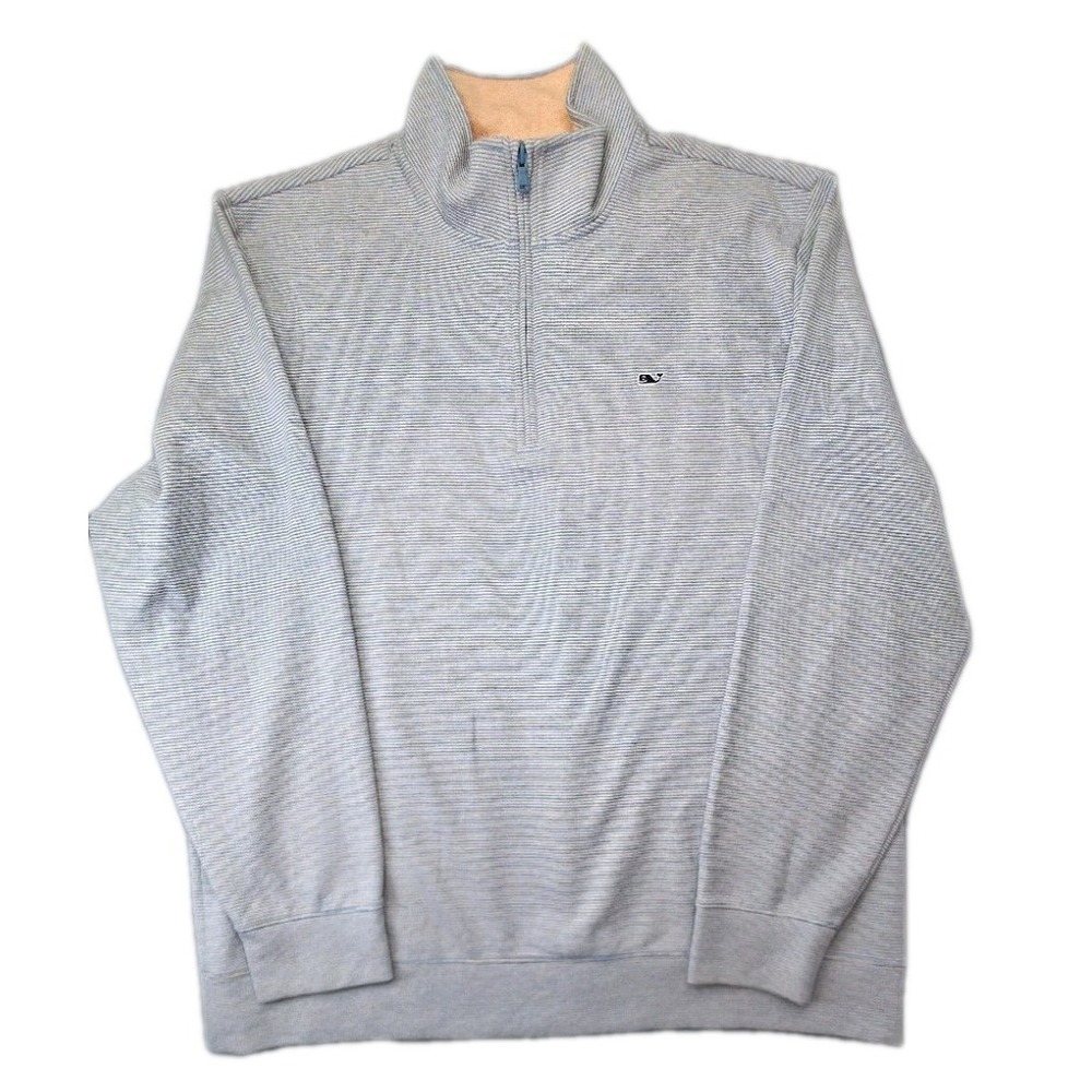 Vineyard Vines Performance Quarter Zip Pullover Mens XLarge Light Blue Striped